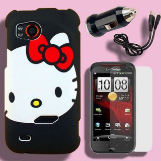 Case+Car Charger+Screen Protector for HTC Rezound Hello Kitty A Cover 