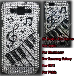 Music Piano Diamond Bling Crystal Hard Back Case Cover For Mobile Cell 
