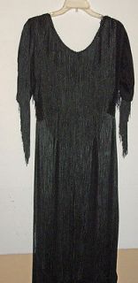 Lilli Diamond Vintage Black Dress Fully Fringed Size 14 Spectacular