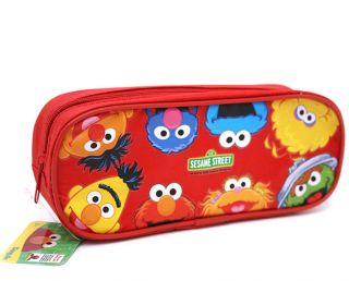 Sesame Street Red Pencil Case Elmo Cookie Monster Cosmetic Bag NWT!!
