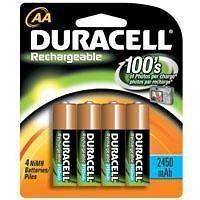 Duracell DC1500B4N AA NiMH Duracell Rechargeable Batteries 2450 mAh