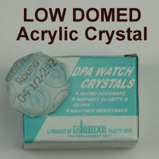 LOW DOME WATCH CRYSTALS 28mm   33.8mm acrylic/plasti​c replacement 