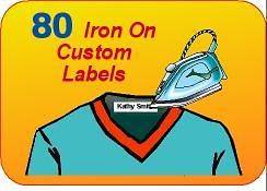 80 IRON ON PERSONALIZED FABRIC NAME LABELS