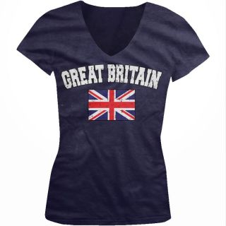 Great Britain Flag Symbol Junior Girls V neck T shirt London Football 