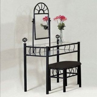 Glass and Metal Vanity Table Set by Welcome iHome