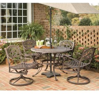 Home Styles 5 Piece 42 Round Outdoor Dining Set with Swivel Chairs
