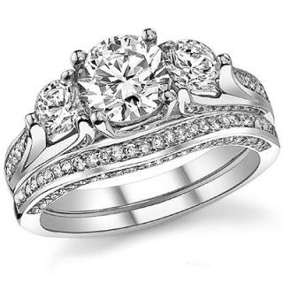 50 Ct Round Cut Genuine Diamond Engagement Bridal Ring & Band Set 