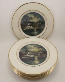 Delano Studios Currier & Ives Plates~Steambo​at~Midnight Race 