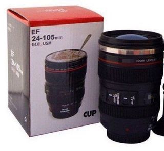 thermal stainless steel liner travel Coffee camera lens mug cup with 