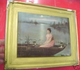 10 RARE 1902 Woman Picture Flat bottom Wooden boat
