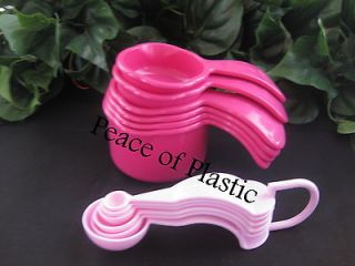 Tupperware PINK Measure Cup Cups Measuring Spoon Spoons Set New RARE