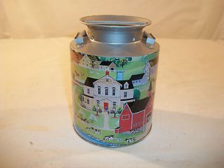Mini Milk Jug Storage Tin w/ Decorative Farm Scenes