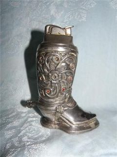 Vintage 1940s Silver plated Evans Cowboy Boot with Rhinestones table 