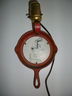 Vintage Lamp Cast Iron Pan by Underwriters Laboratories, Inc. Orange