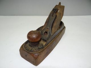 Antique Old Wood Metal Bailey Woodworking Carpentry Hand Tool Block 