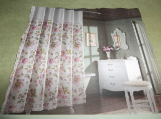 Vintage Chic Shower Curtain Saratoga Roses Shabby Pink New Ruffles 