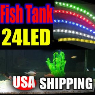 24 LED Aquarium Strip Night Light Fish Tank Waterproof