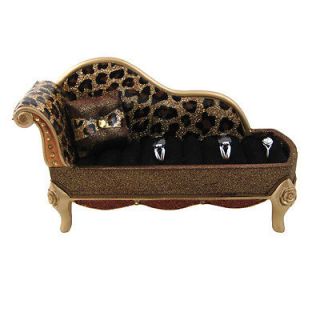 Glittering Leopard Print Lounge Chair Ring Holder Gold