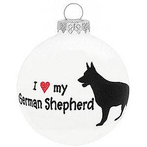 Love My German Shepherd Dog Ornament Christmas Holiday Glass 