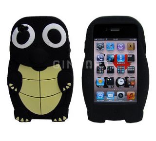 Cute Turtle Design Silicone Case Cover for Apple iPhone 4 4G Black