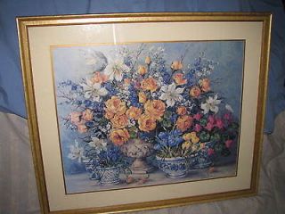 Large Home Interiors Homco Picture Barbara Mock  Flowers,Planters 