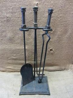 Vintage Set Cast Iron Fireplace Tools Antique Old Mantels 