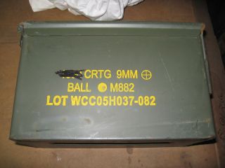USGI 50 Cal size Ammo Box marked for 9mm Ammunition