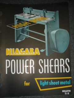 ORIGINAL NIAGARA TOOLS BULLETIN POWER SHEAR SHEET METAL