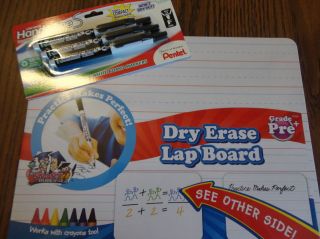 DRY erase LAP BOARD 3 pk PENTEL retractable white board MARKERS 