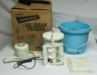 Vintage 4 Quart Proctor Silex Electric Ice Cream Freezer Maker Blue Un 