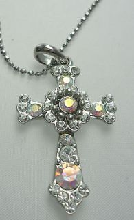 Premier Designs Aurora Borealis Crystals Cross Necklace ~~~BLOWOUT~~~