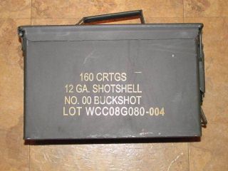 USGI 50 Cal size Ammo Box marked for 12 GA Buckshot