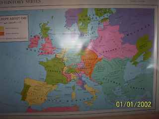 VINTAGE Rand McNally EUROPE ABOUT 1560 Pulldown Map RARE