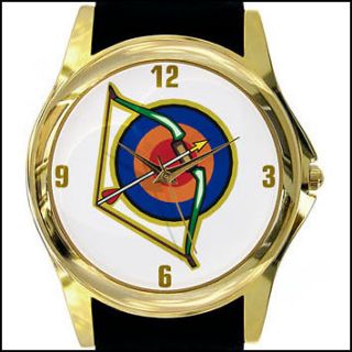 ARCHERY WATCH TARGET BOW ARROW QUIVER SILVER GOLD S04