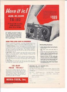 1957 Nova Tech Ad/ TR 102 VHF Aircraft Radio