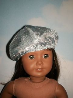 American girl or 18 doll silver beret style hat shinny spandex