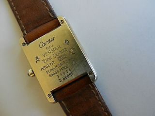 Must De Cartier tank ladies wristwatch quartz Burgundy dial