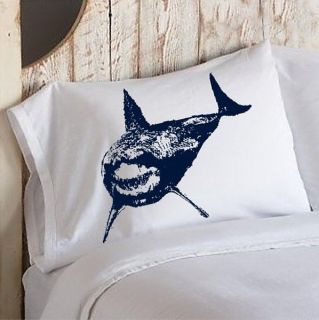 Navy Blue Shark bedding nautical pillowcase cover
