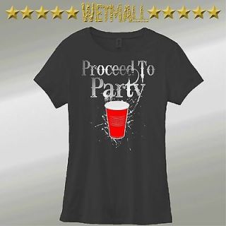 Proceed To Party Red Solo Cup My Friend Funny Drinking Beer Pong Tee T 