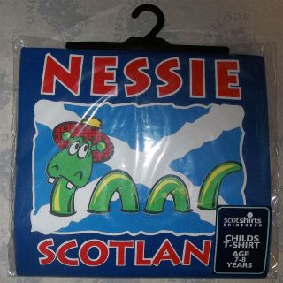    Kids T Shirt Scottish Nessie Royal Stewart Tartan Bonnet Light Blue