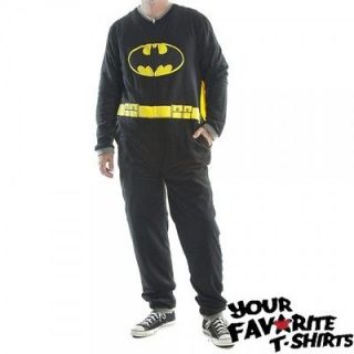 Batman Symbol Union Suit Pajamas With Cape Superhero Licensed DC 