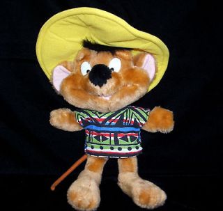 12 SPEEDY GONZALES MOUSE Plush Stuffed Doll YELLOW HAT SOMBRERO Shirt 