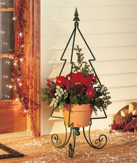 Christmas Tree Metal Plant Stand Flower Pot Holder Outdoor Planter 