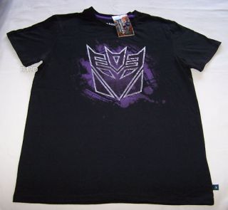 Transformers Decepticon Logo Mens Black Purple Printed T Shirt Size 