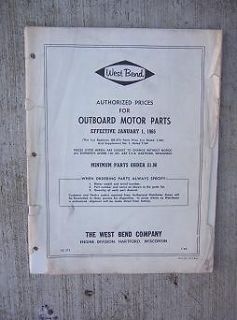 1955 West Bend Outboard Motor Repair Parts Price List Engine Starter 
