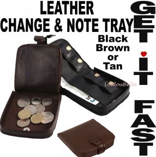 Mens Leather Coin & Notes Tray Change Purse Wallet Tray