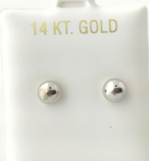 14 Kt Solid White Gold Ball Stud Post Earrings sizes: 2mm 11mm **Top 