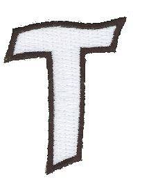 Letter T Embroidered Iron On Alphabet Patch w0019t