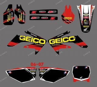   &BACKG​ROUNDS DECALS STICKERS HONDA CRF250 CRF250R 2006 2007 06 07