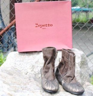 REPETTO ESPACE Ankle Boots 42 Brown Leather Suede Ballet Flat 
